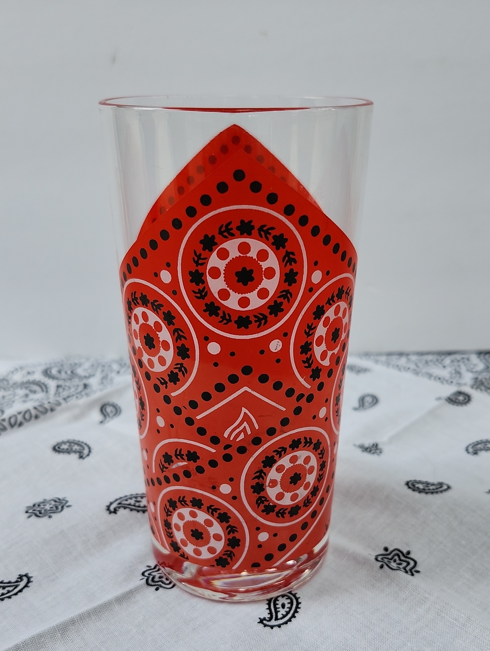 VINTAGE BANDANA PRINT SET OF 6 GLASS TUMBLERS - Picture 2 of 9